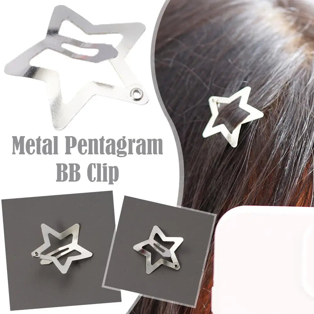 10/50/100pcs Silver Star Hair Clips for Girls Filigree Star Metal Snap Clip Women Simple BB Hairpins Barrettes Hair Accessories
