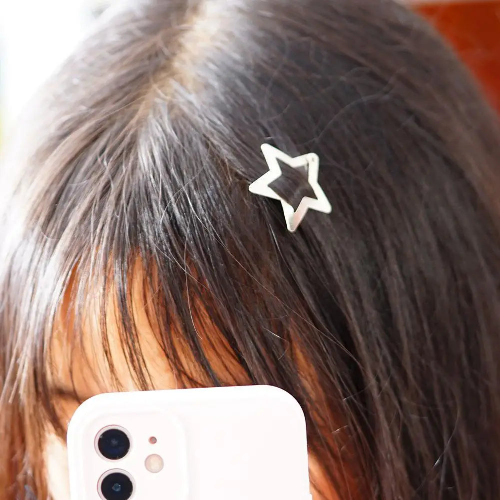 10/50/100pcs Silver Star Hair Clips for Girls Filigree Star Metal Snap Clip Women Simple BB Hairpins Barrettes Hair Accessories